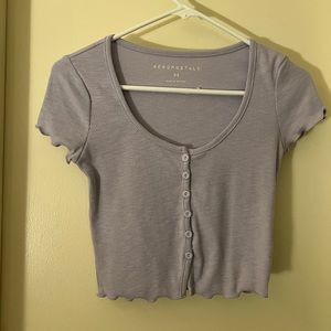 Lilac Aeropostale Button Up Crop Top
